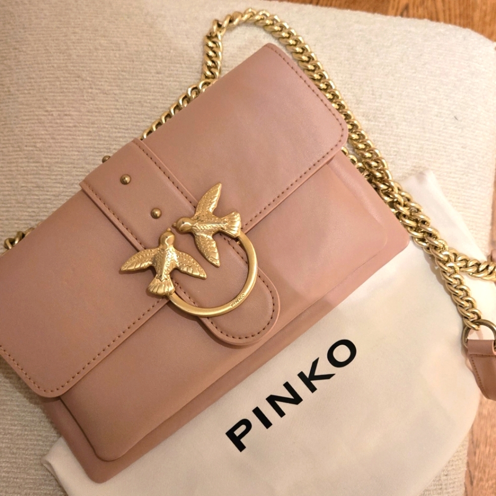 Pinko Women's Pink Leather Shoulder Bag